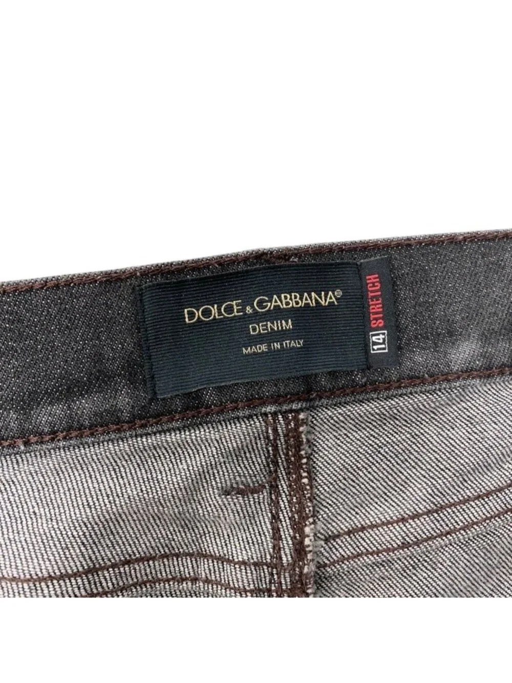 Dolce & Gabbana Denim Pants Jeans Distressed Logo Plate Cotton Blend 50 Black